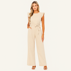 Damen Jumpsuit mit Rüschenärmeln und weitem Bein – Elegante Sommermode