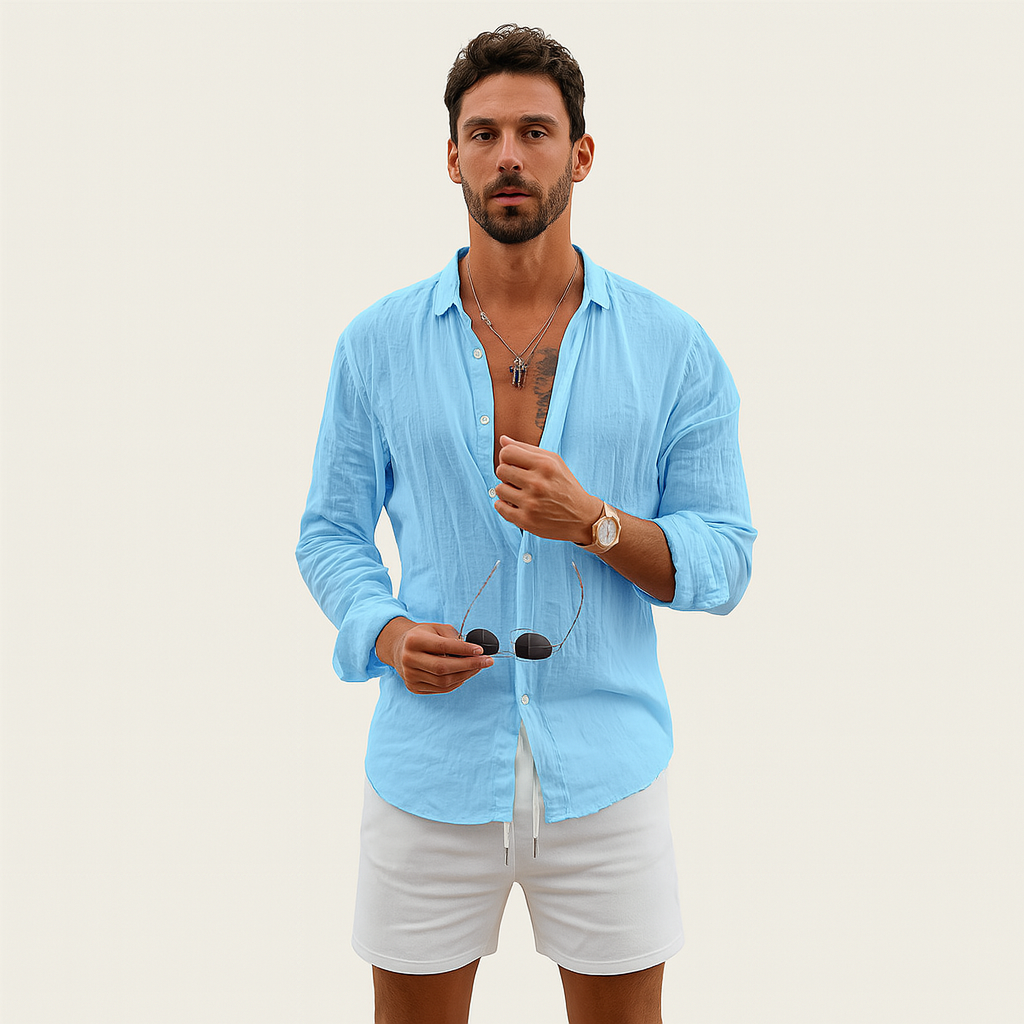 Leichtes Leinenhemd mit langen Ärmeln – Atmungsaktiver Sommer-Casual