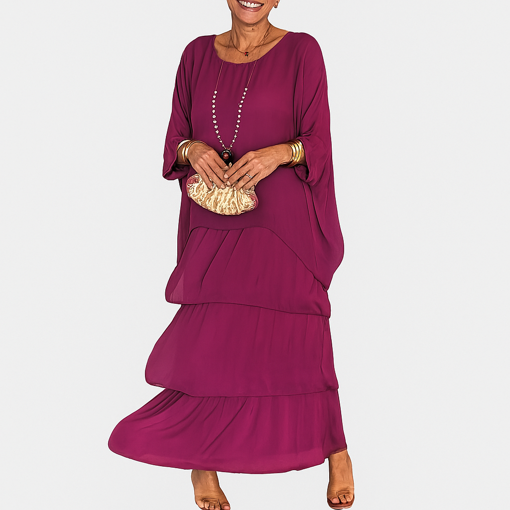 Langes Maxi-Kleid mit Rundhalsausschnitt – Leichter, fließender Sommerstil