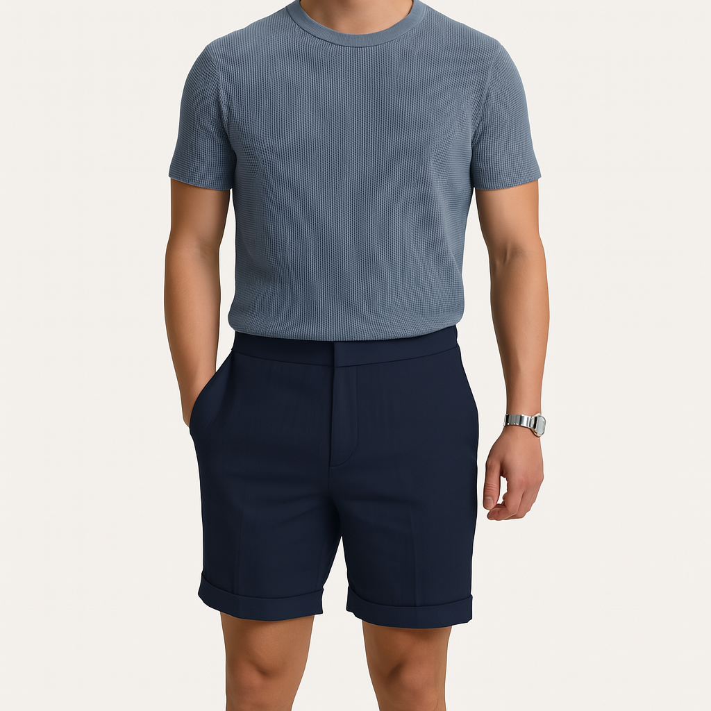 Herren Vintage Leinen Strand-Shorts – Elastischer Bund & Kordelzug