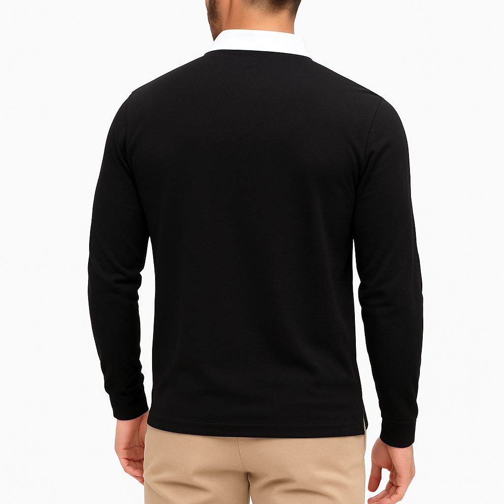 Herren Langarm-Polo mit Reißverschlusskragen – Smart-Casual