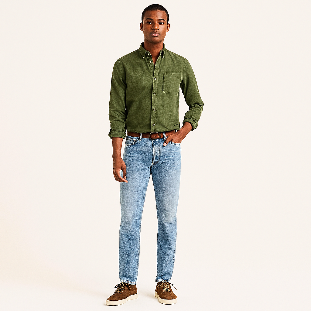 Herren Langarm-Leinenhemd – Leichtes Sommer-Button-Up