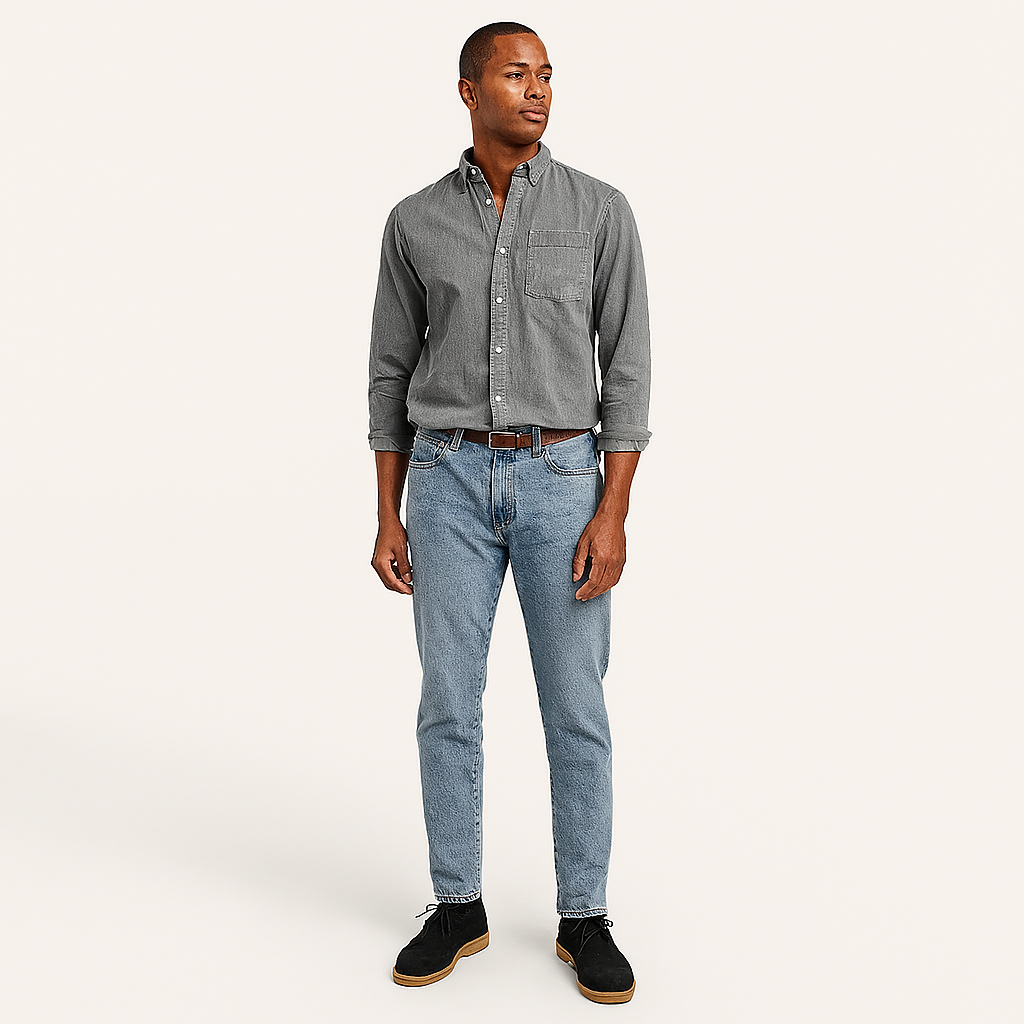 Herren Langarm-Leinenhemd – Leichtes Sommer-Button-Up