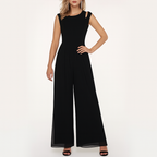 Damen ärmelloser Jumpsuit, weiter Schnitt, elegant