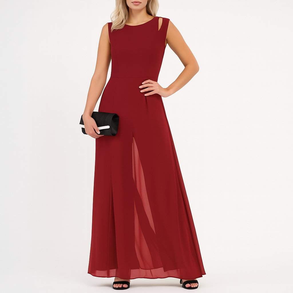 Damen ärmelloser Jumpsuit, weiter Schnitt, elegant