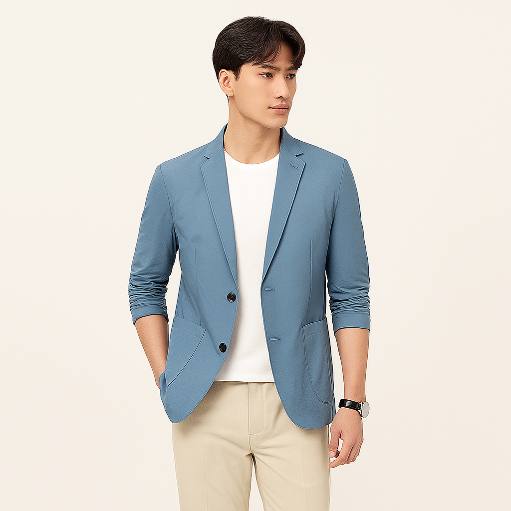 Herren Leichter Sommerblazer – Ungefütterte Leinenmischung Jacke