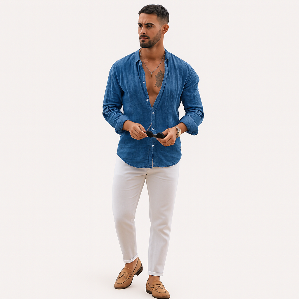 Leichtes Leinenhemd mit langen Ärmeln – Atmungsaktiver Sommer-Casual