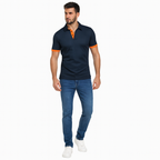 Herren Blaues Polo-Shirt mit kurzen Ärmeln – Leichtes Sommeroberteil
