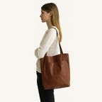 Damen elegante Leder Schultertasche – Strukturierte Tote mit Obergriff