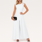 Damen ärmelloser Jumpsuit, weiter Schnitt, elegant