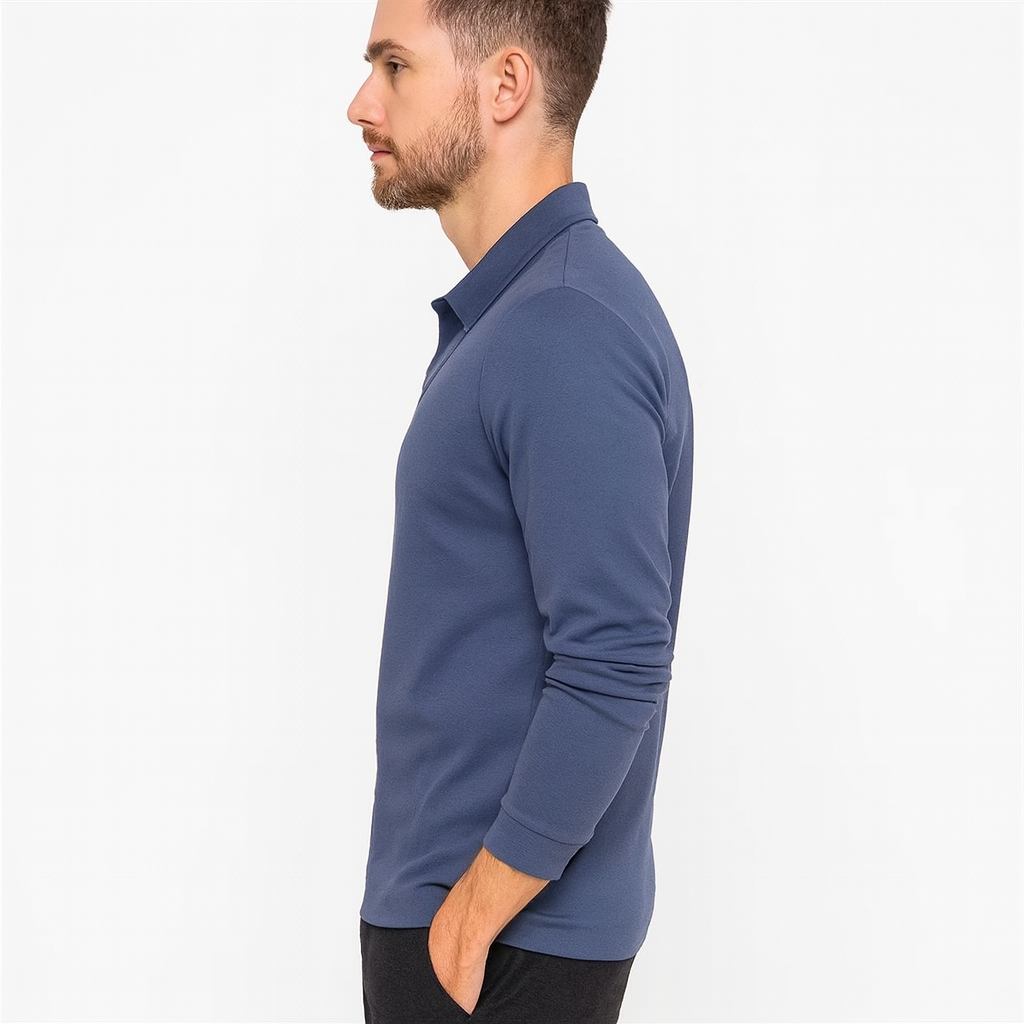 Herren-Langarm-Poloshirt – Strickpullover mit Kragen