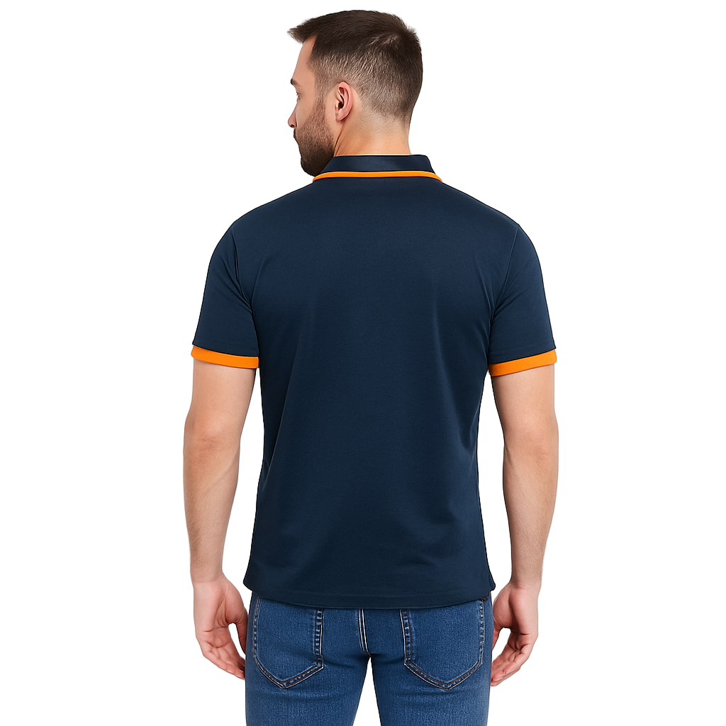 Herren Blaues Polo-Shirt mit kurzen Ärmeln – Leichtes Sommeroberteil