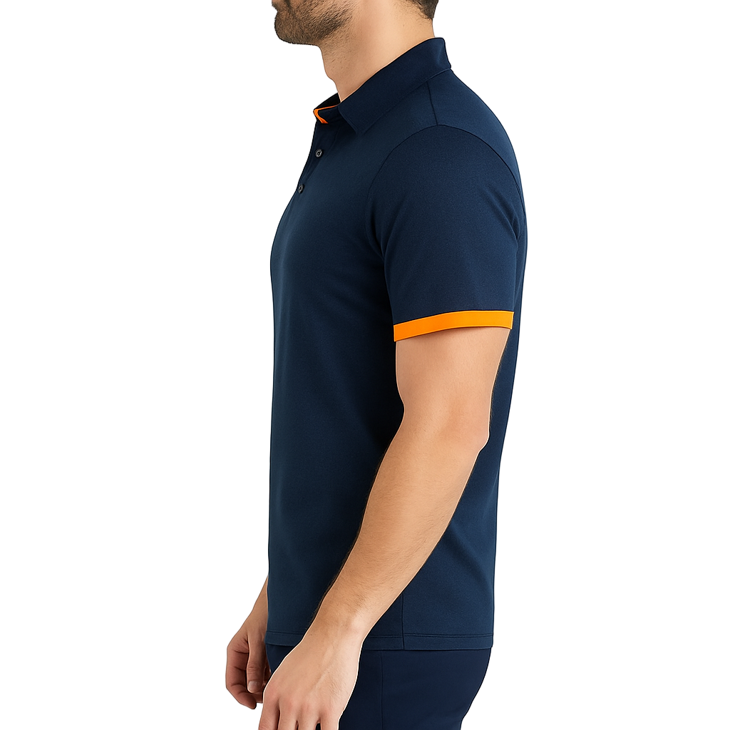 Herren Blaues Polo-Shirt mit kurzen Ärmeln – Leichtes Sommeroberteil