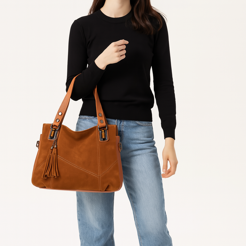 Weiche Wildleder-Handtasche Tote – Damen Frühling/Sommer Tasche