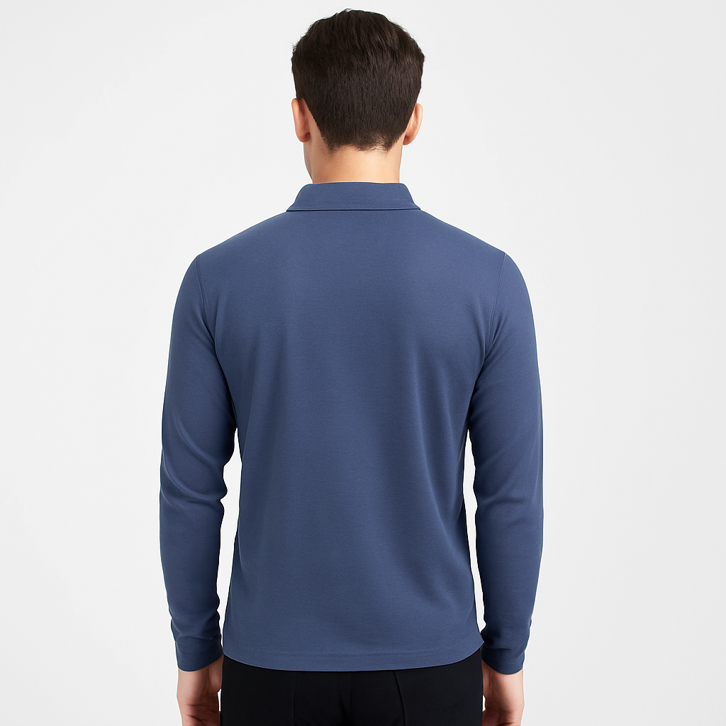 Herren-Langarm-Poloshirt – Strickpullover mit Kragen
