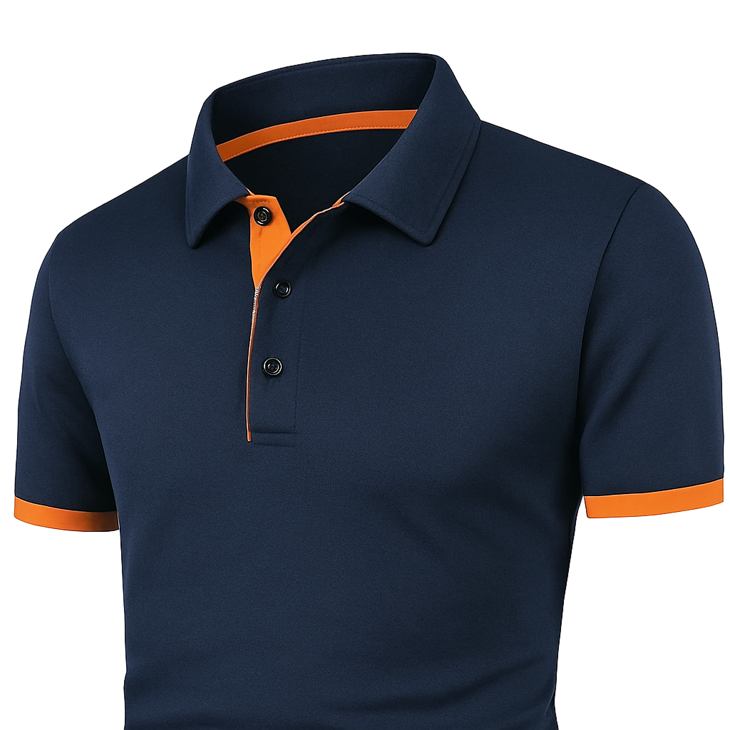 Herren Blaues Polo-Shirt mit kurzen Ärmeln – Leichtes Sommeroberteil