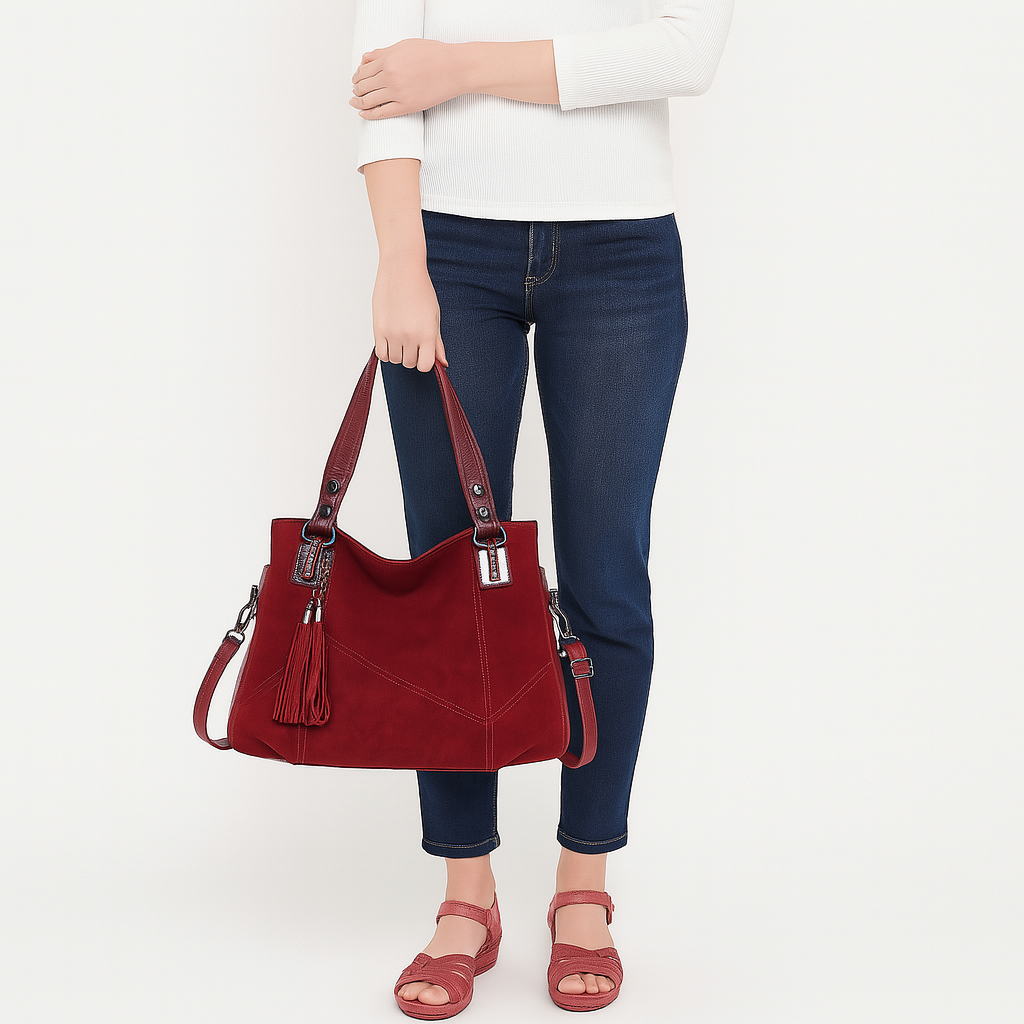 Weiche Wildleder-Handtasche Tote – Damen Frühling/Sommer Tasche