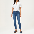 Bluse mit ausgestellten Ärmeln – Leichtes, lässiges Sommer-Top mit Rundhalsausschnitt