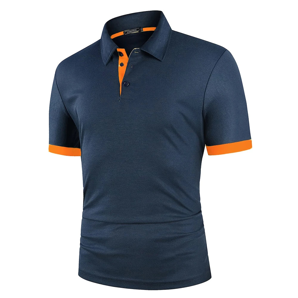 Herren Blaues Polo-Shirt mit kurzen Ärmeln – Leichtes Sommeroberteil
