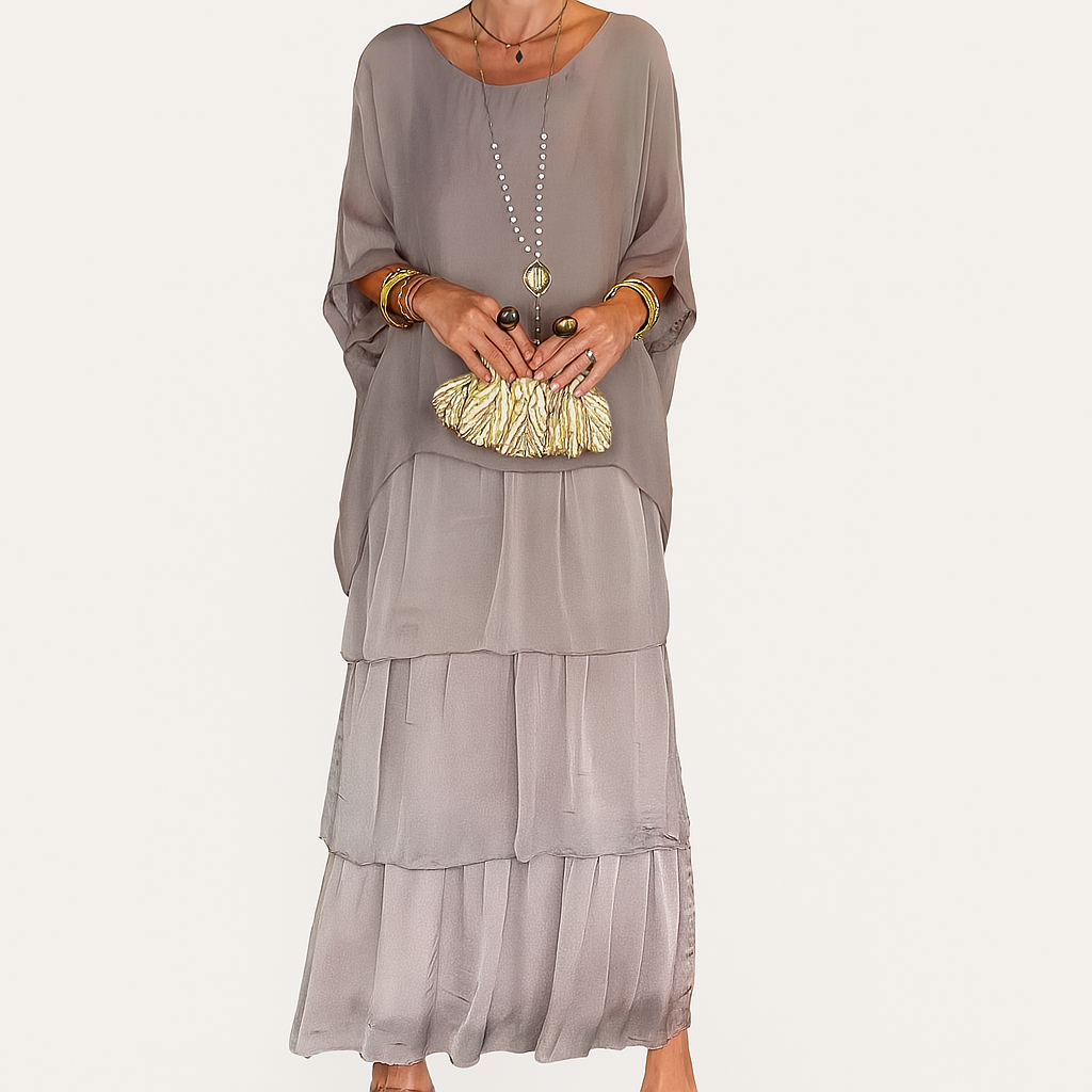 Langes Maxi-Kleid mit Rundhalsausschnitt – Leichter, fließender Sommerstil