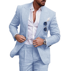 Herren Leinen-Anzug Set – 2-teiliges Sommerhochzeits- & Urlaubsoutfit