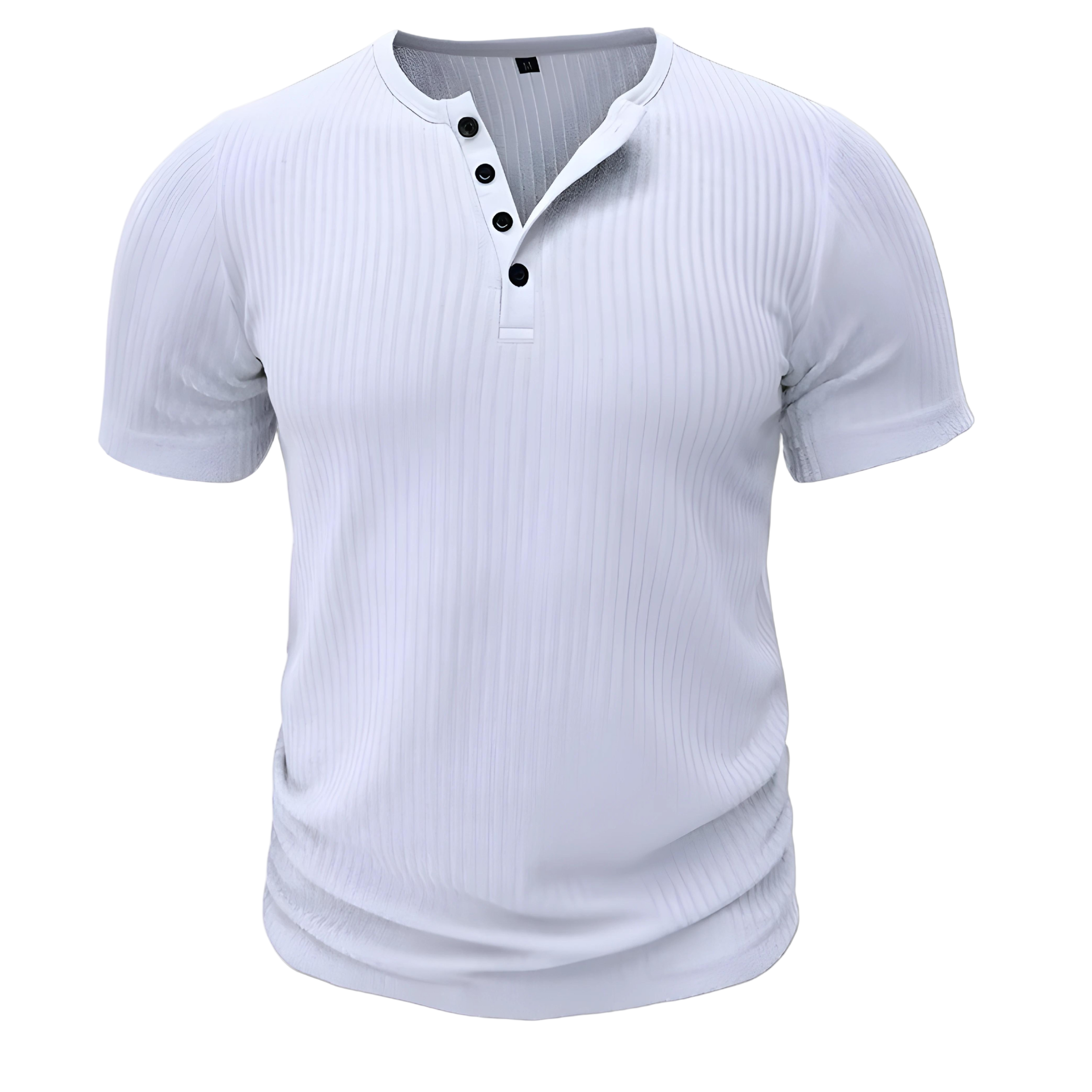 Herren Muskelbetontes Henley T-Shirt – Kurzarm Slim Fit Freizeitshirt