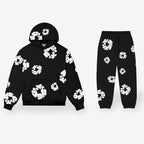 Unisex Floral Trainingsanzug Set mit Kapuzenpullover und Jogginghose – Streetwear
