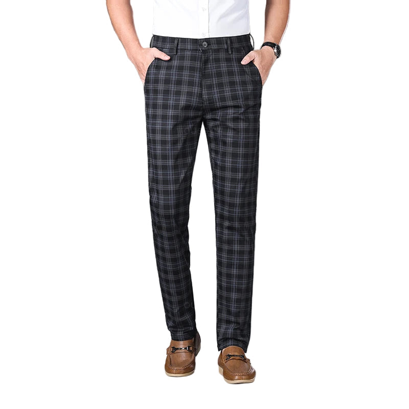 Herren Graue Kariert Slim Fit Hose – Smarte Arbeitskleidung