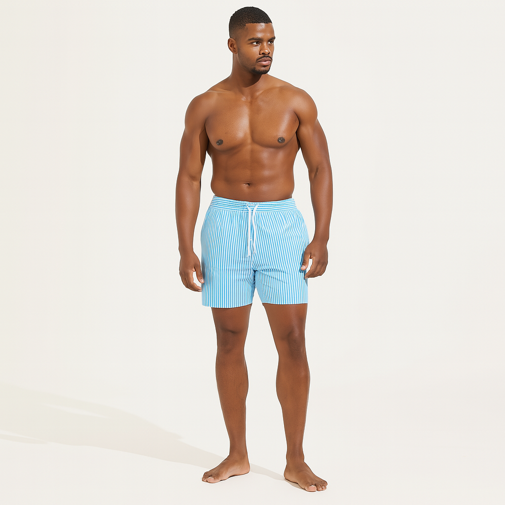 Men’s Quick‑Dry Striped Boardshorts – Lightweight Swim Shorts