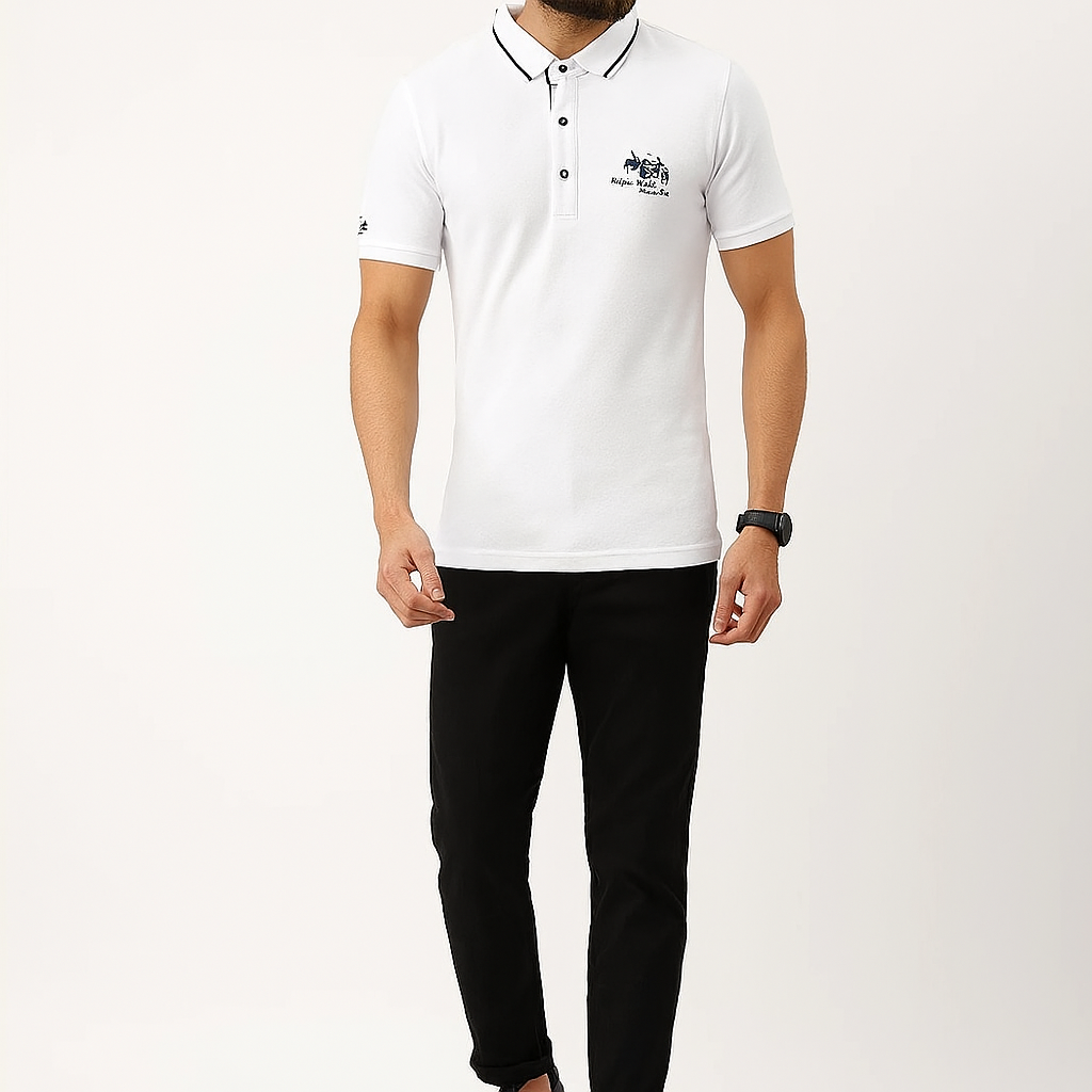 Herren Luxus Baumwoll-Polo-Shirt – Nevio Weiche Atmungsaktive Passform