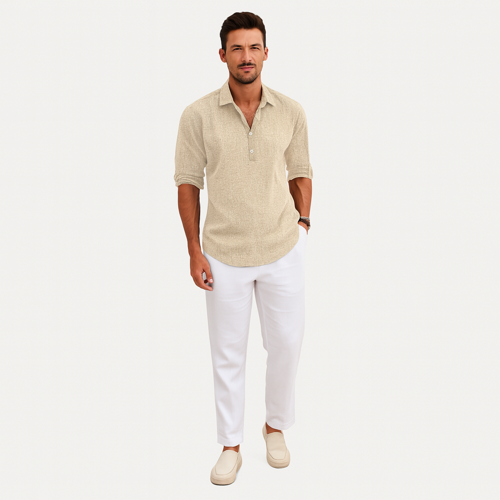 Herren Leinenhemd – Leichtes Kurzarmshirt mit Relaxed Fit