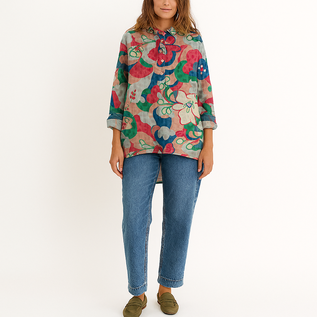 Damen Handmade Blumen-Shirt – Leichtes, handgefertigtes Sommer-Top