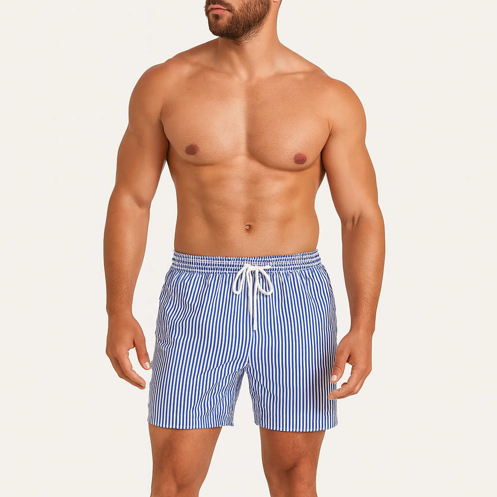 Men’s Quick‑Dry Striped Boardshorts – Lightweight Swim Shorts