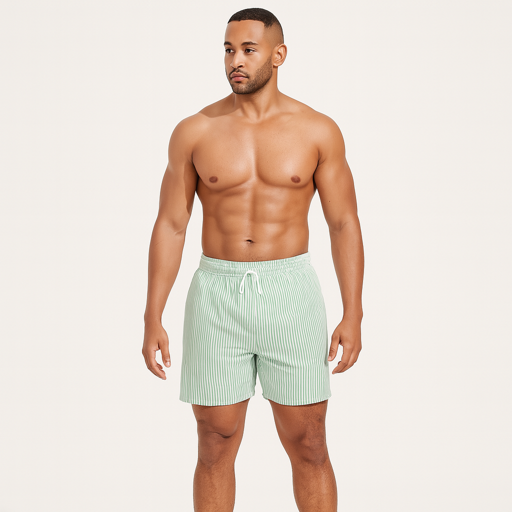 Herren Quick-Dry Gestreifte Boardshorts – Leichte Bade-Shorts