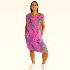 Damen Entspanntes Rundhals-Midi-Kleid – Leicht & mit Taschen