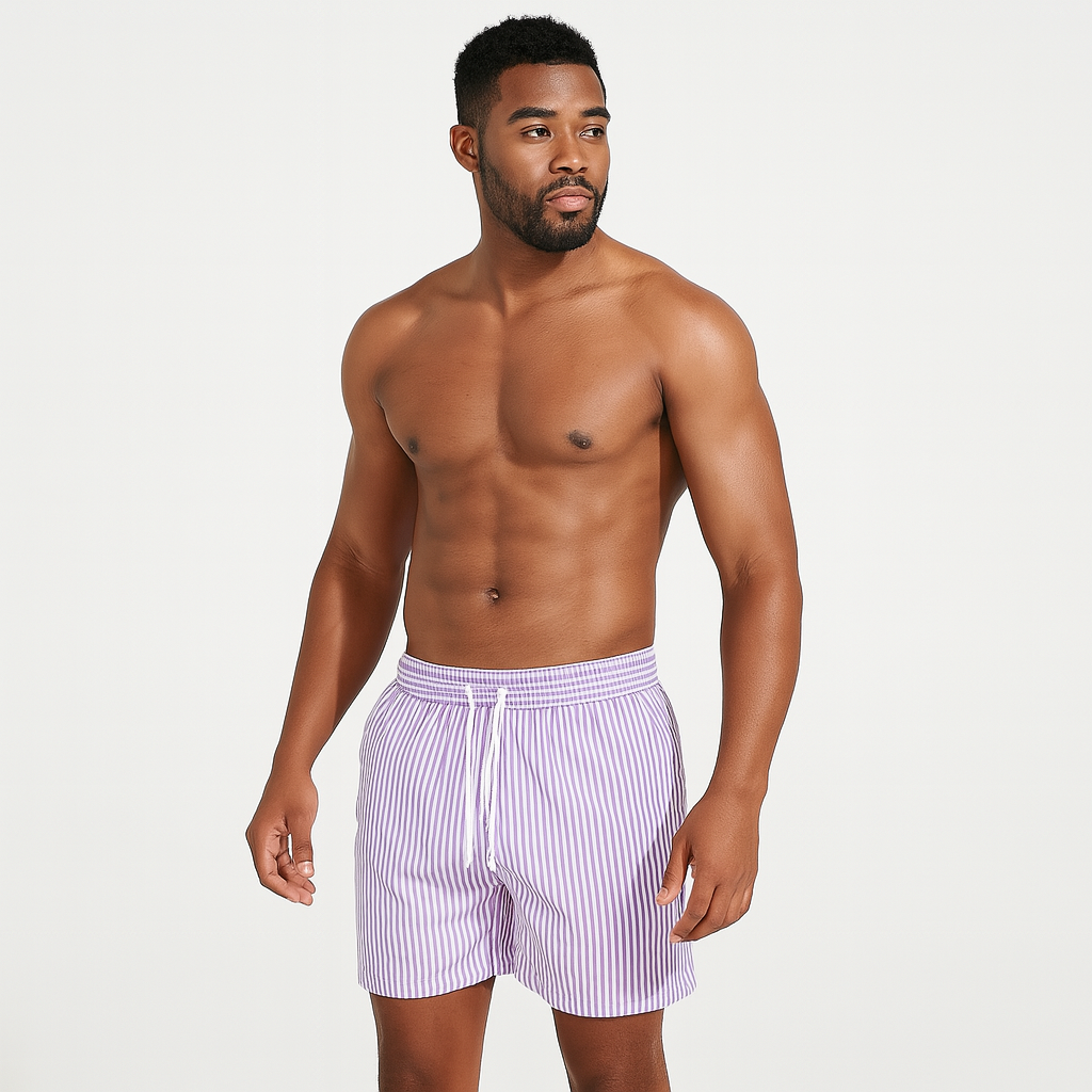 Men’s Quick‑Dry Striped Boardshorts – Lightweight Swim Shorts