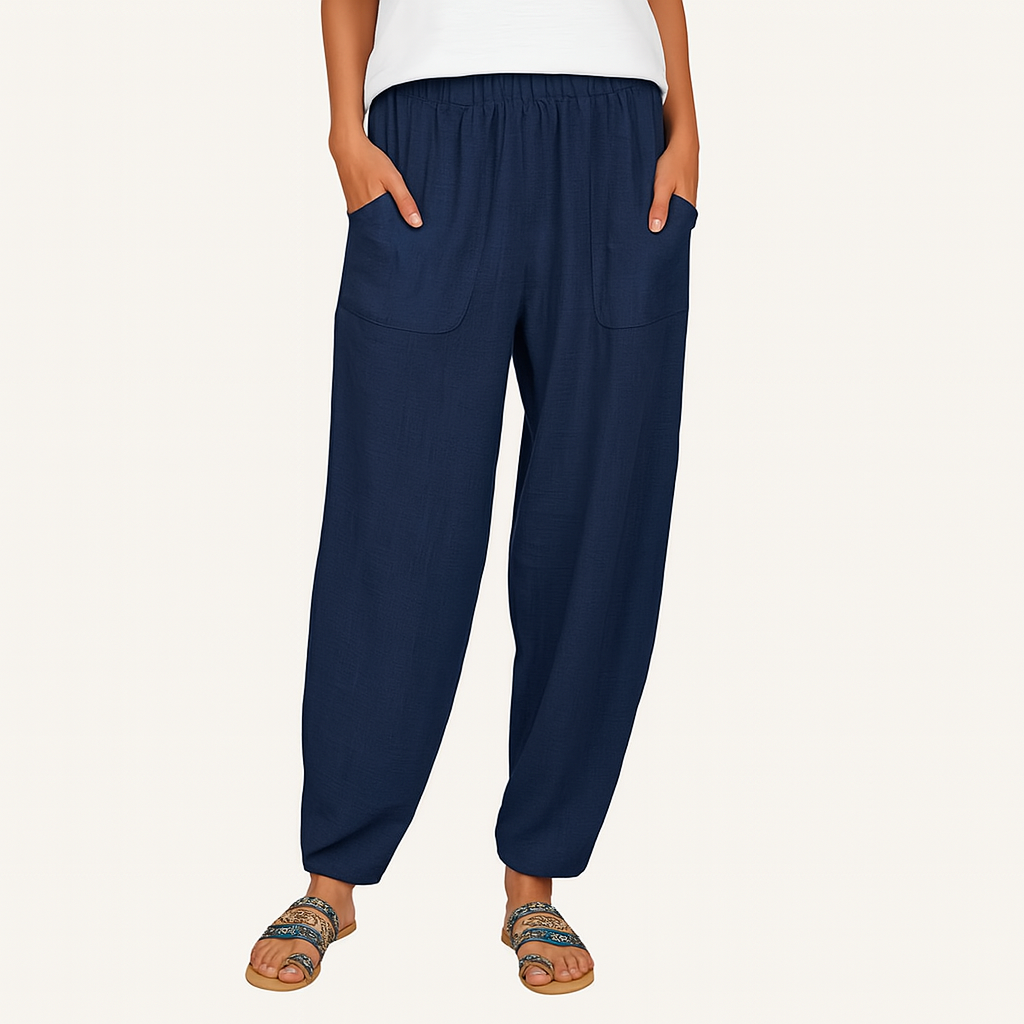 Baumwoll-Leinen Harem-Hosen – Weitbeinige Sommer-Casual-Hose