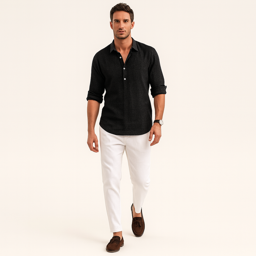 Herren Leinenhemd – Leichtes Kurzarmshirt mit Relaxed Fit