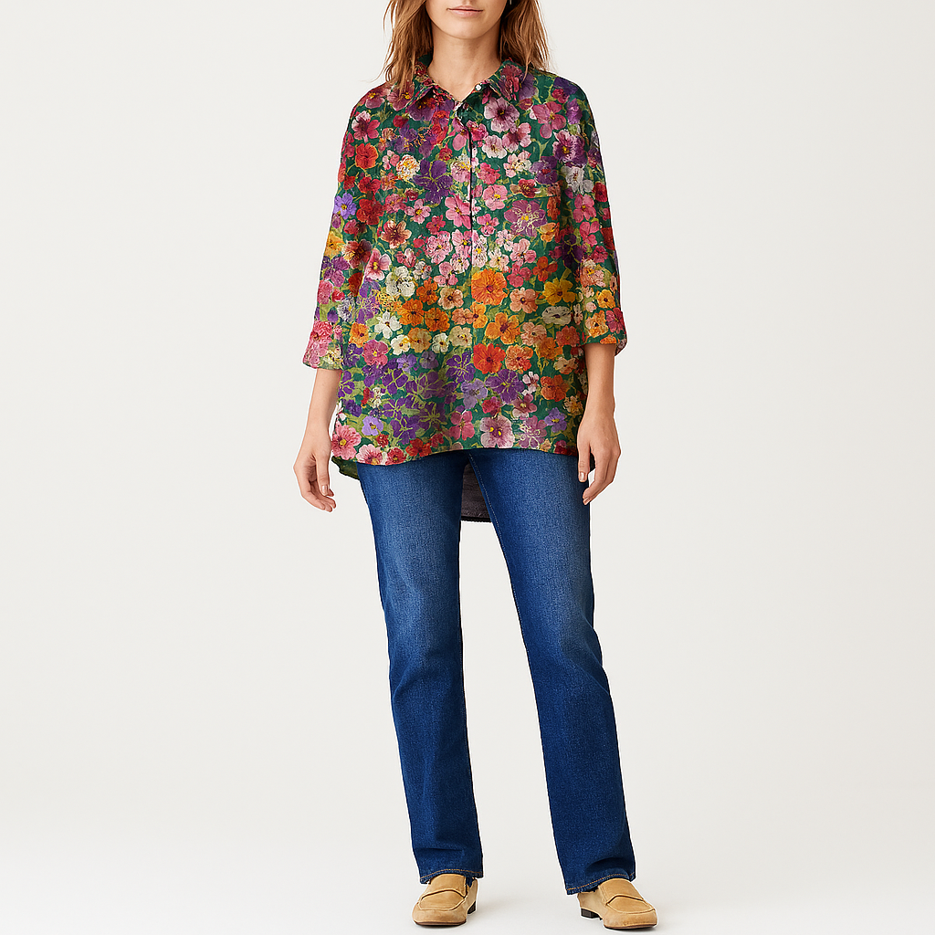 Damen Handmade Blumen-Shirt – Leichtes, handgefertigtes Sommer-Top