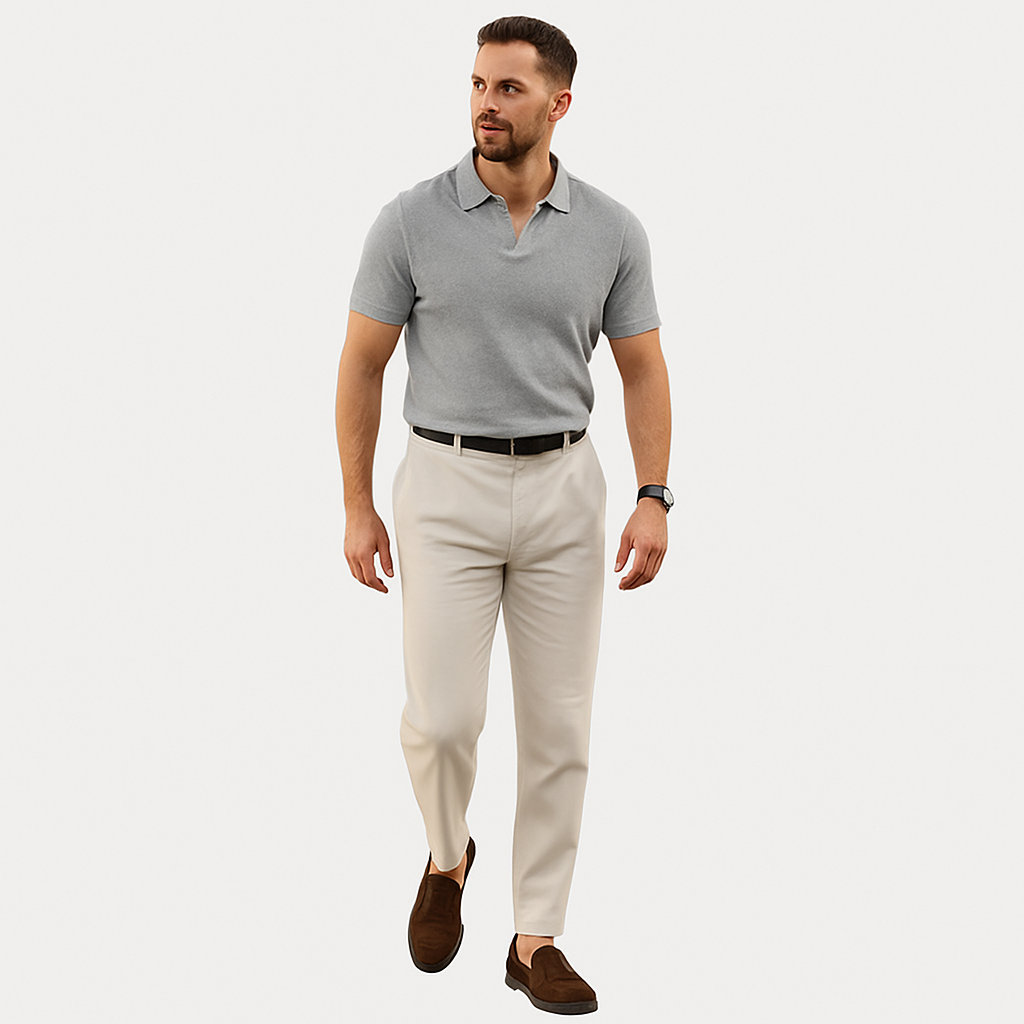 Herren V-Ausschnitt Polohemd – Kurzarm Sommer Casual Top