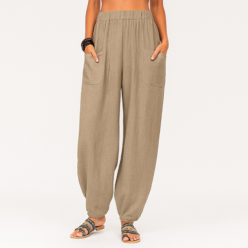 Baumwoll-Leinen Harem-Hosen – Weitbeinige Sommer-Casual-Hose