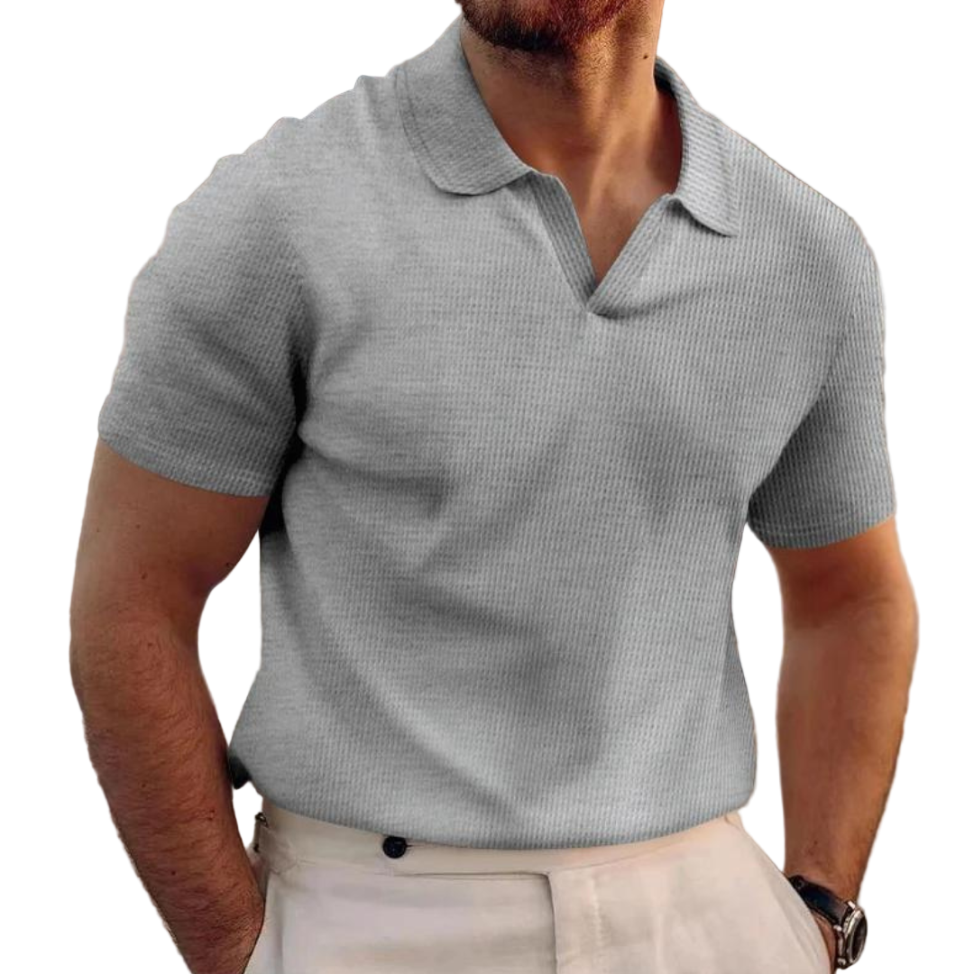 Herren V-Ausschnitt Polohemd – Kurzarm Sommer Casual Top