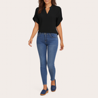 Bluse mit ausgestellten Ärmeln – Leichtes, lässiges Sommer-Top mit Rundhalsausschnitt