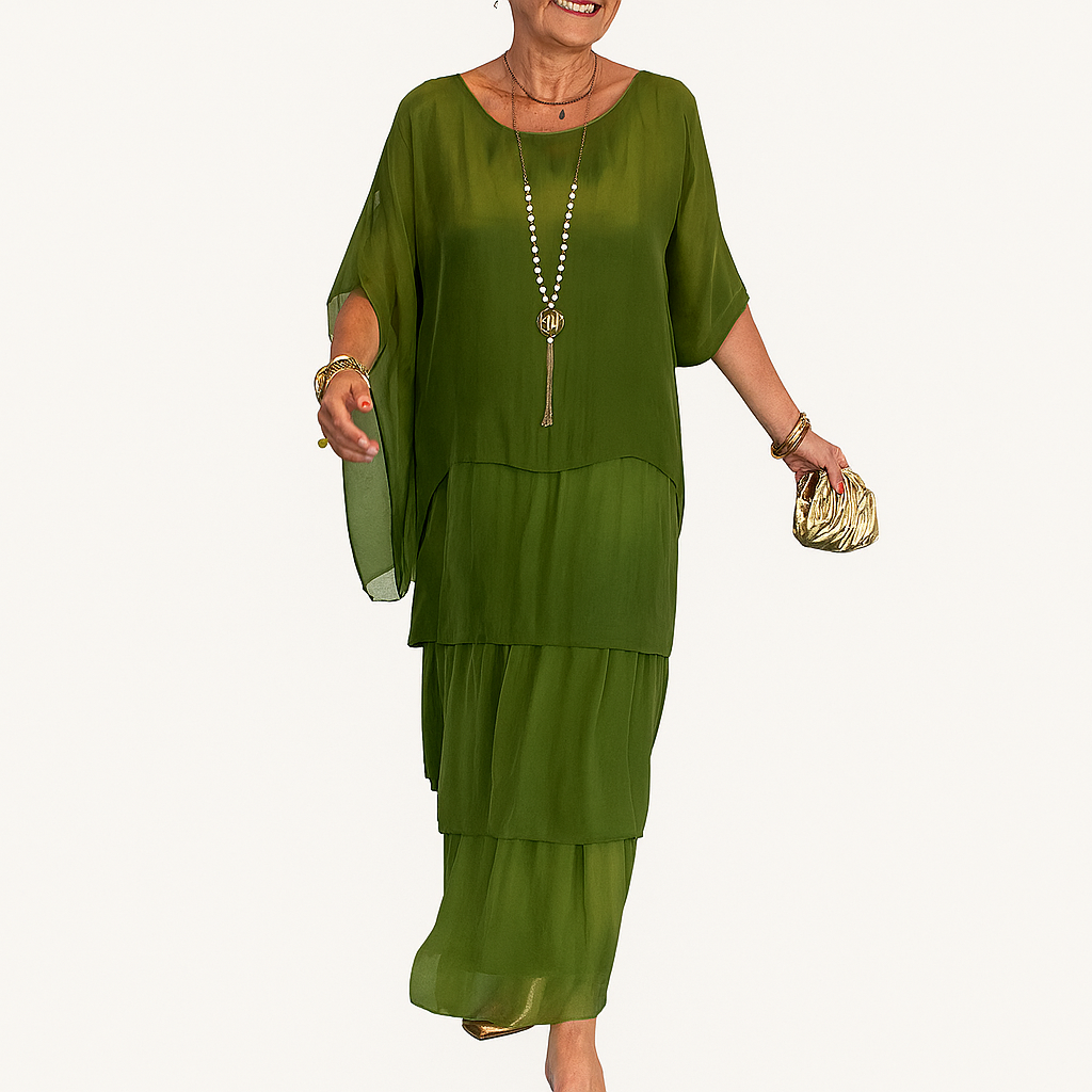 Langes Maxi-Kleid mit Rundhalsausschnitt – Leichter, fließender Sommerstil