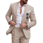 Herren Leinen-Anzug Set – 2-teiliges Sommerhochzeits- & Urlaubsoutfit