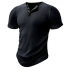 Herren Muskelbetontes Henley T-Shirt – Kurzarm Slim Fit Freizeitshirt