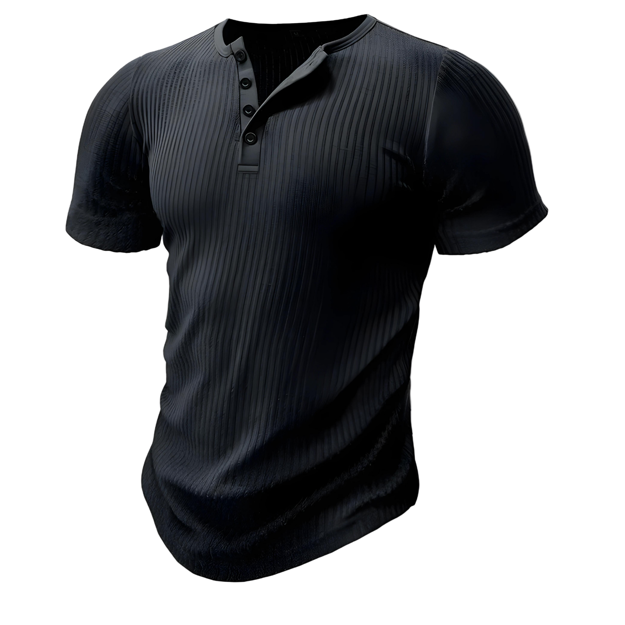 Herren Muskelbetontes Henley T-Shirt – Kurzarm Slim Fit Freizeitshirt