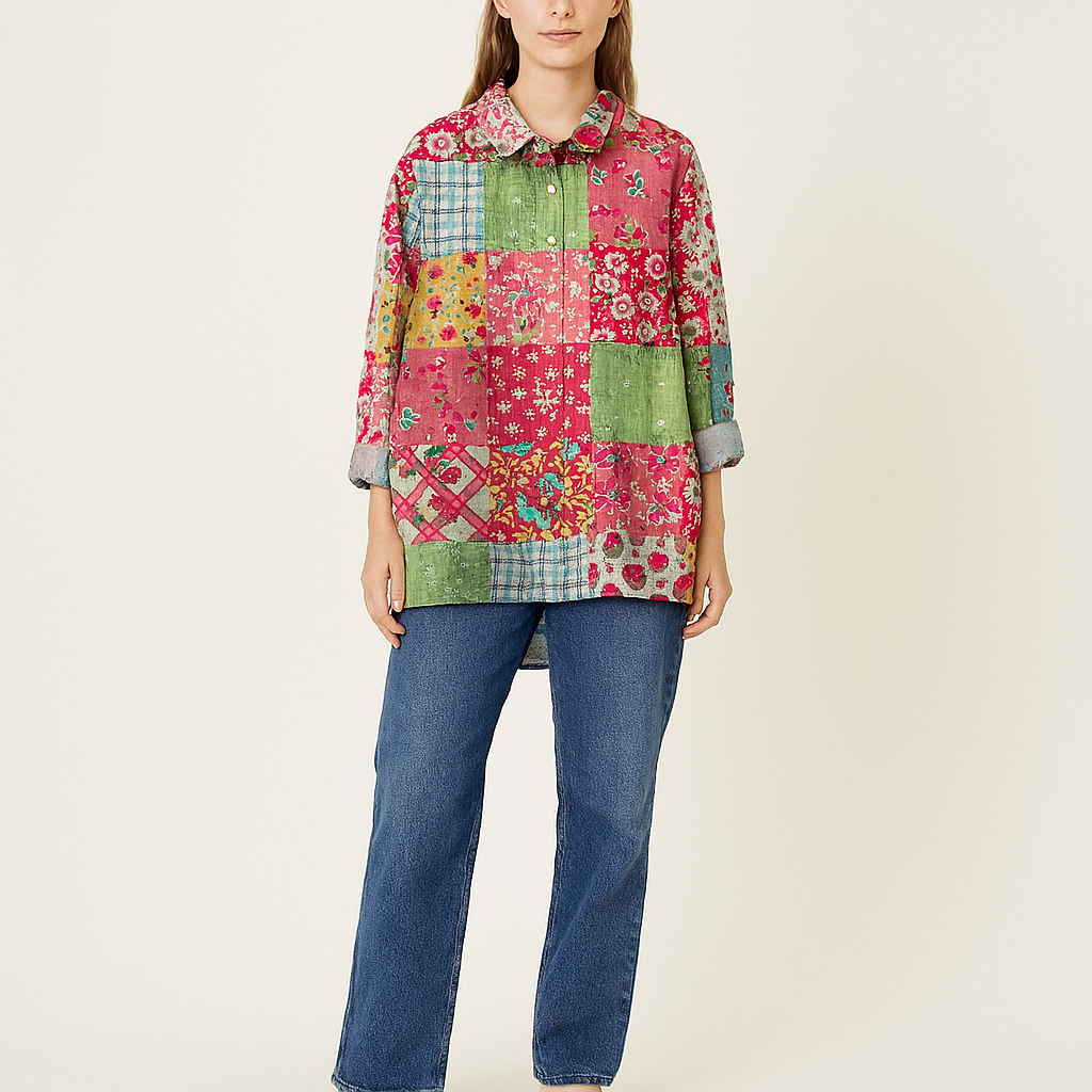 Damen Handmade Blumen-Shirt – Leichtes, handgefertigtes Sommer-Top