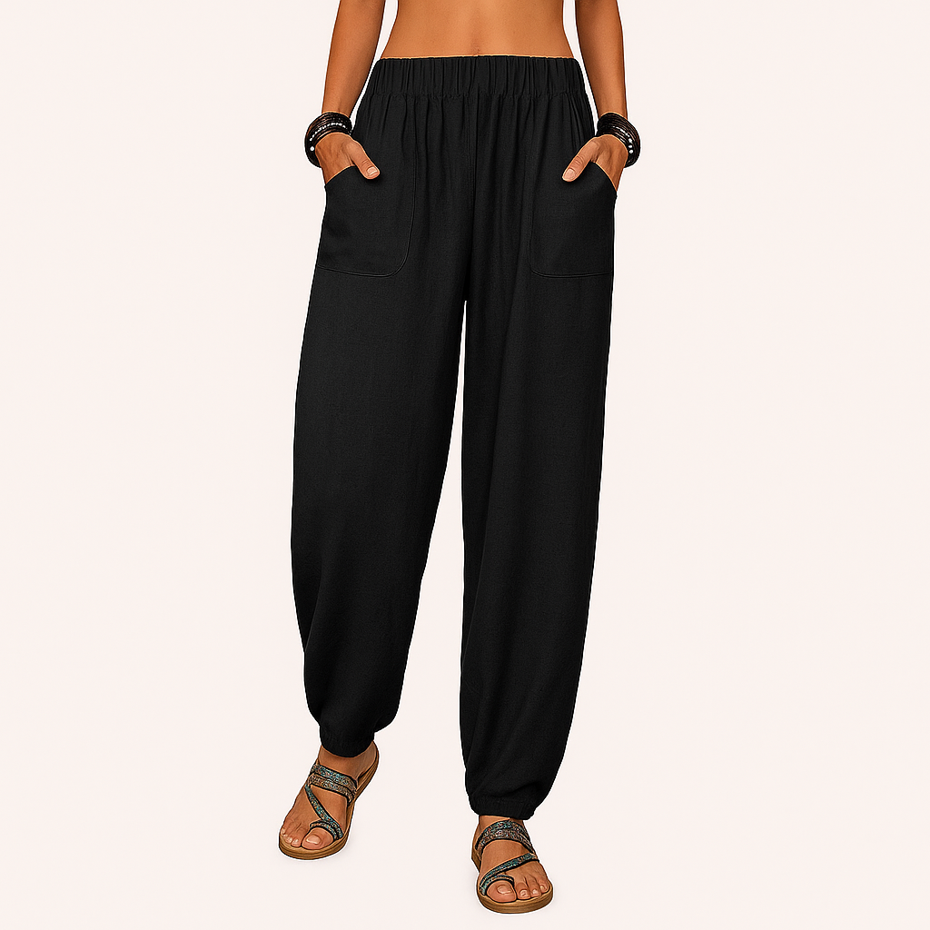 Baumwoll-Leinen Harem-Hosen – Weitbeinige Sommer-Casual-Hose