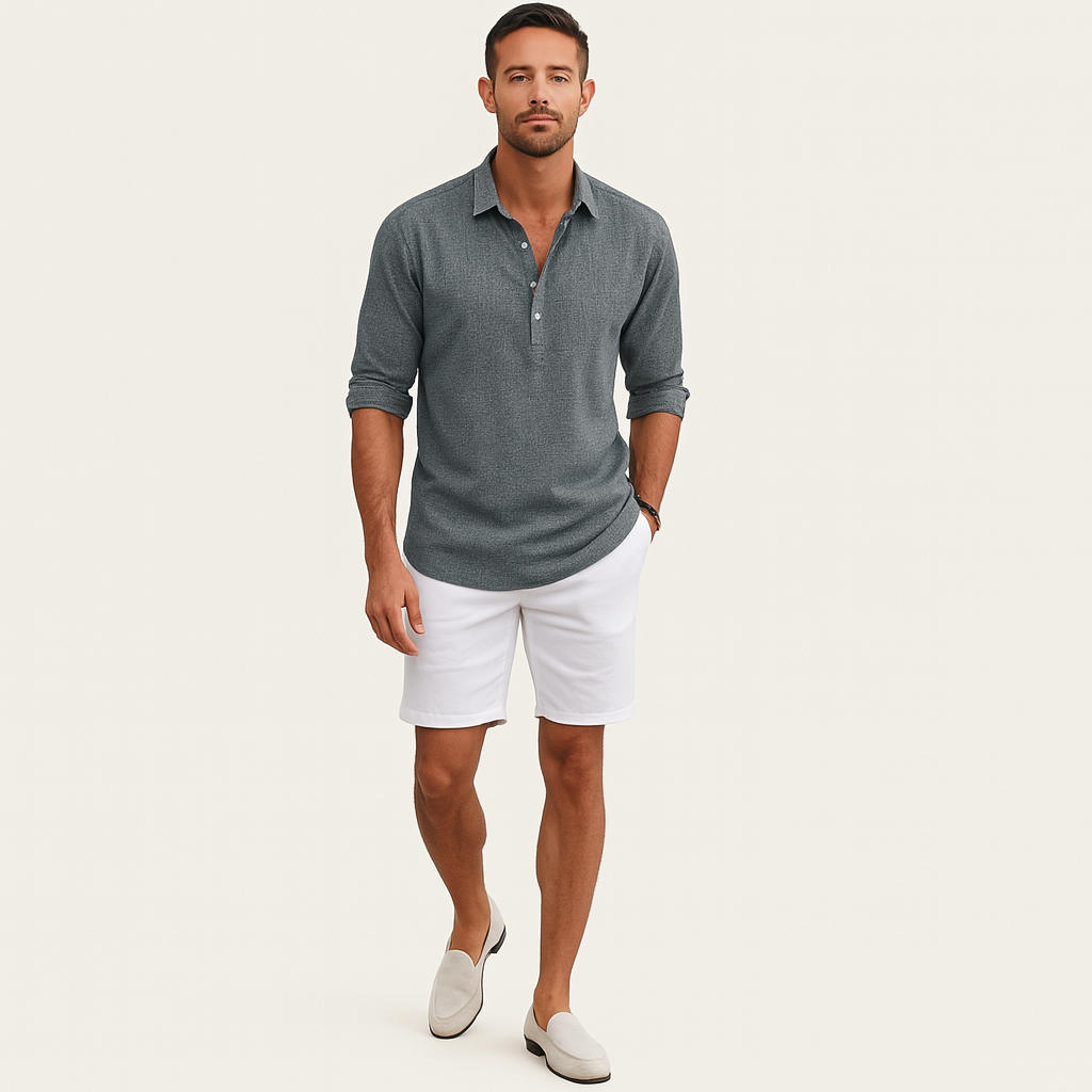 Herren Leinenhemd – Leichtes Kurzarmshirt mit Relaxed Fit
